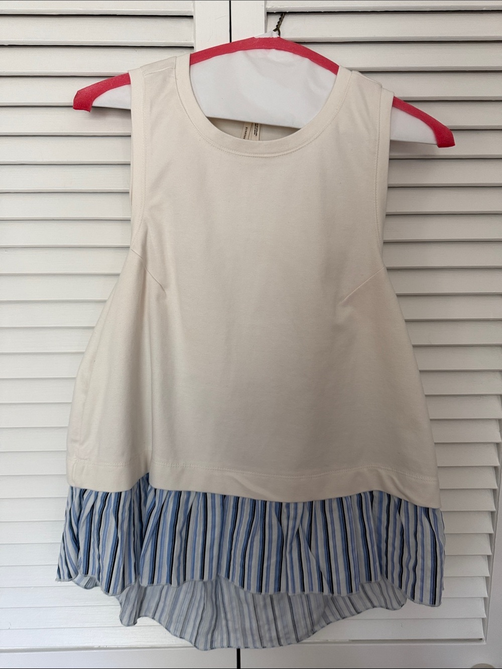 Anthropologie Cream & Blue Tiered Sleeveless Shirt